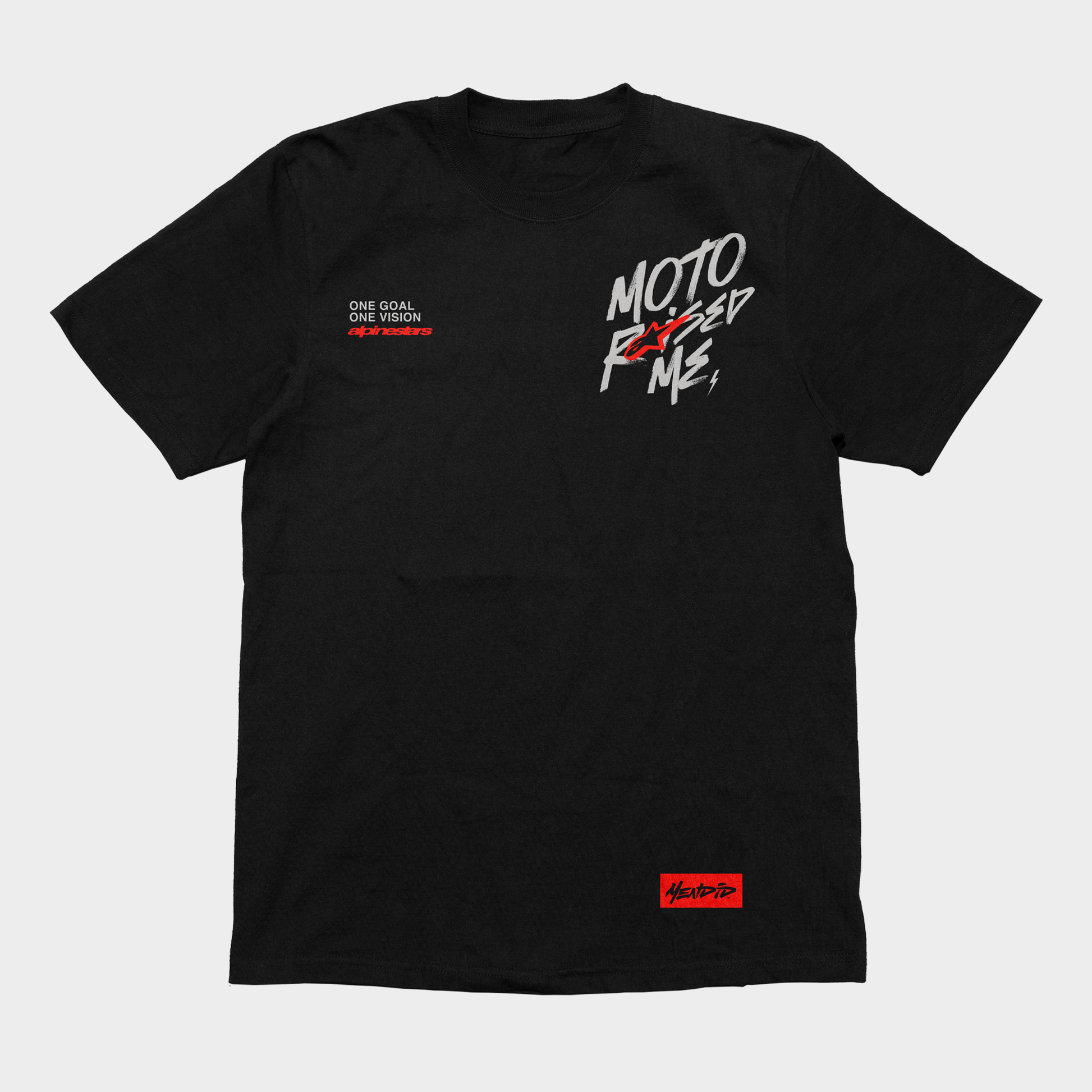 Moto Raised Me x Alpinestars Tee - Black (Adult)