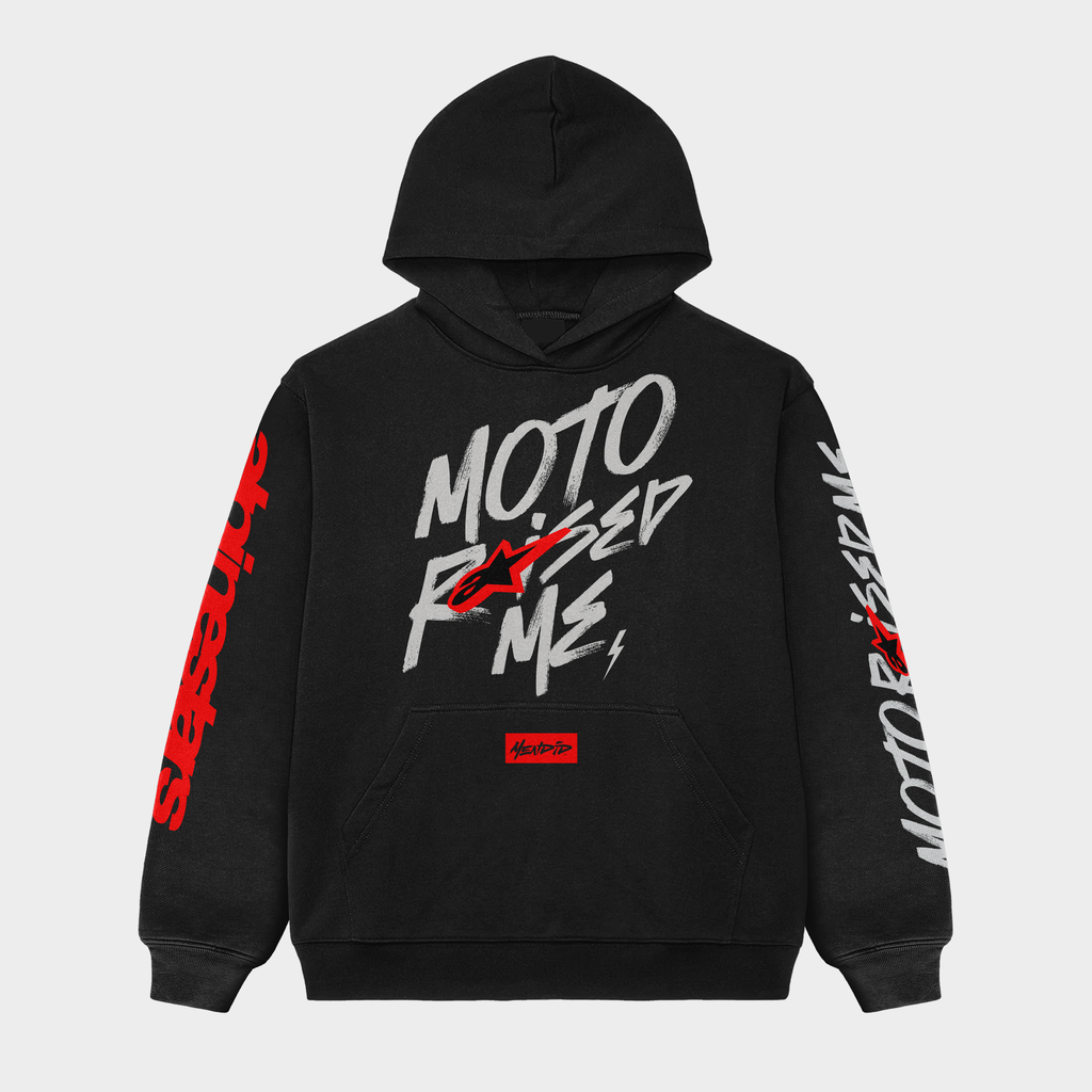 Moto Raised Me x Alpinestars Hoodie - Black (Adult)